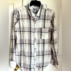 Aerie Men's Casual Plaid Shirt - Black and White